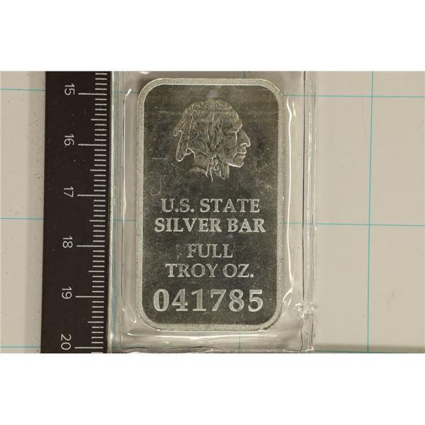 1 TROY OZ .999 FINE SILVER PF INGOT US STATE SILV.