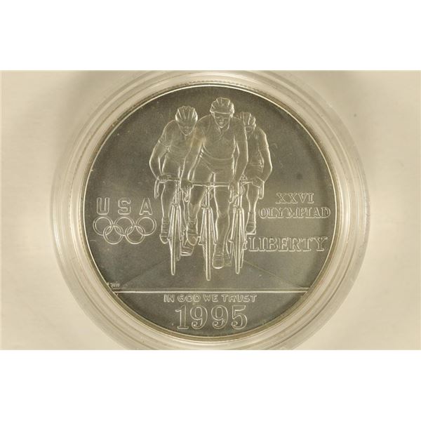 1995-D US UNC SILVER DOLLAR OLYMPIAD CYCLING