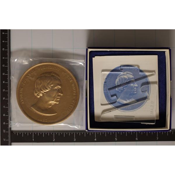 ANDREW JOHNSON 3  BRONZE 8.3 OZ. MEDAL WITH