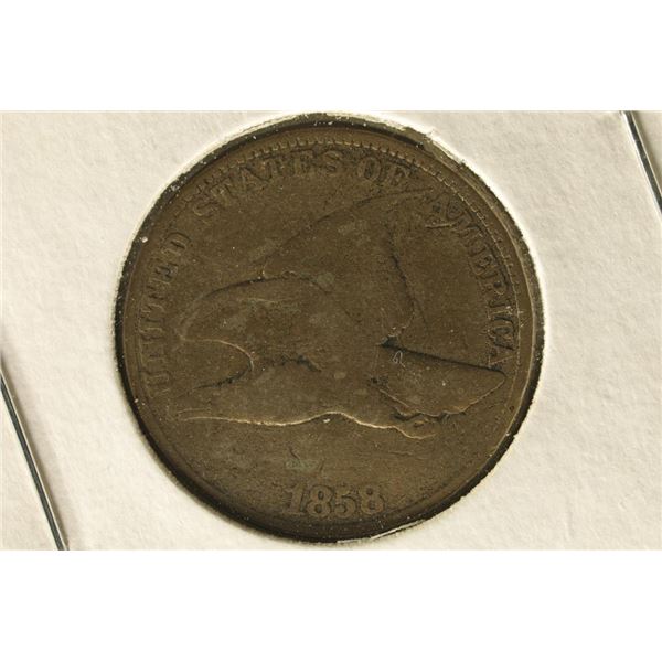 1858 LARGE LETTER FLYING EAGLE CENT (FINE) WATCH