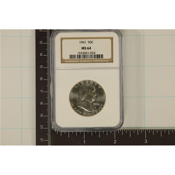 1961 SILVER FRANKLIN HALF DOLLAR NGC MS64