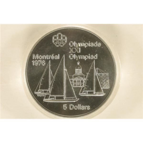 1976 CANADA SILVER OLYMPIC $5 UNC .7487 OZ. ASW