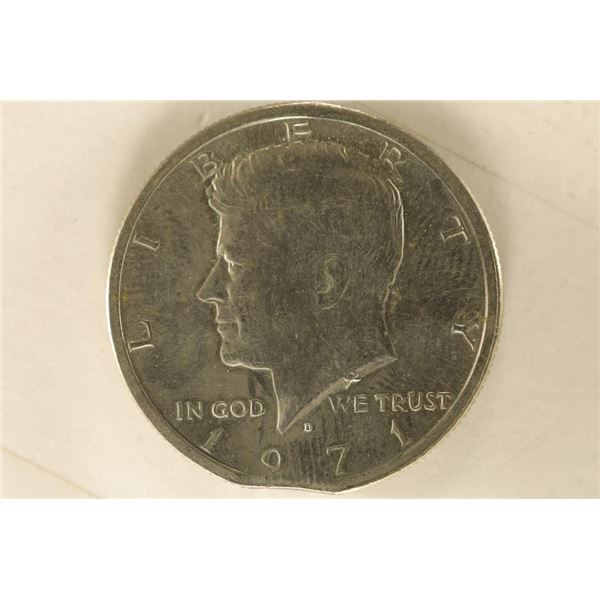 ERROR 1971-D KENNEDY HALF DOLLAR CLIPPED