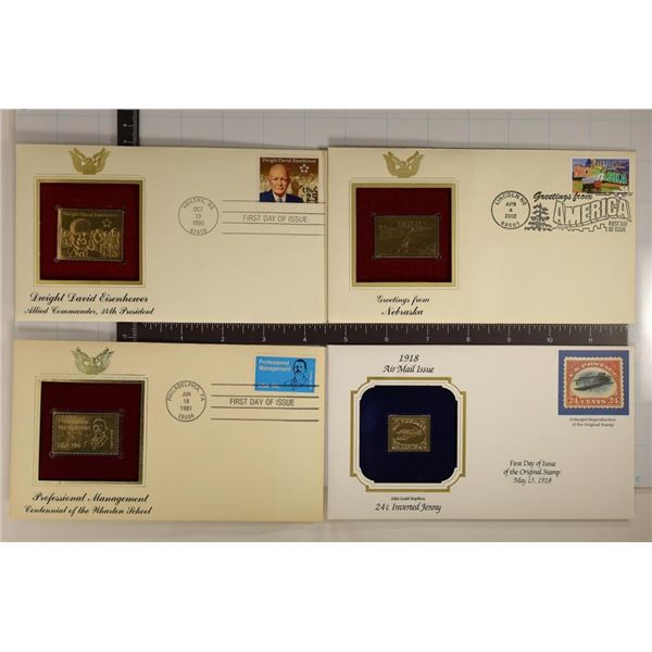 4-GOLD FOIL STAMP REPLICAS IN  FIRST DAY COVERS