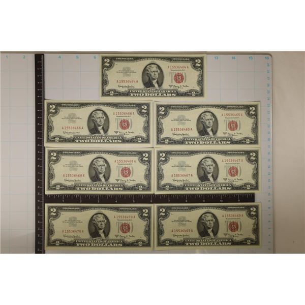 7-1963A CRISP UNC $2 US RED SEAL NOTES WITH