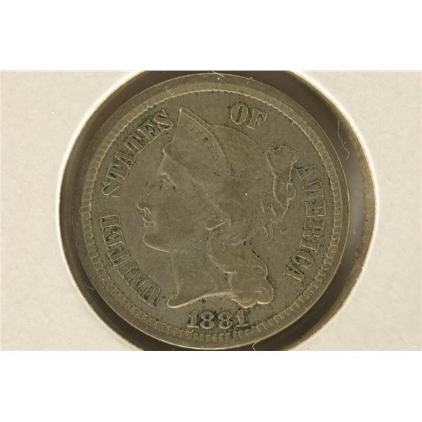 1881 THREE CENT PIECE (NICKEL)