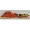 Image 1 : LOT OF 2 - PRESSED STEEL CAR W/ RUBBER TIRES & WIND-UP TIN BOAT