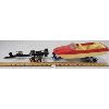 Image 1 : LOT OF 3 - PLASTIC TONKA BOAT AND 2X METAL BOAT TRAILERS