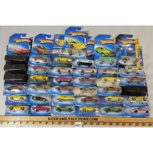 LOT OF 37 - HOT WHEELS - INCL MYSTERY & FERRARI 512M ETC