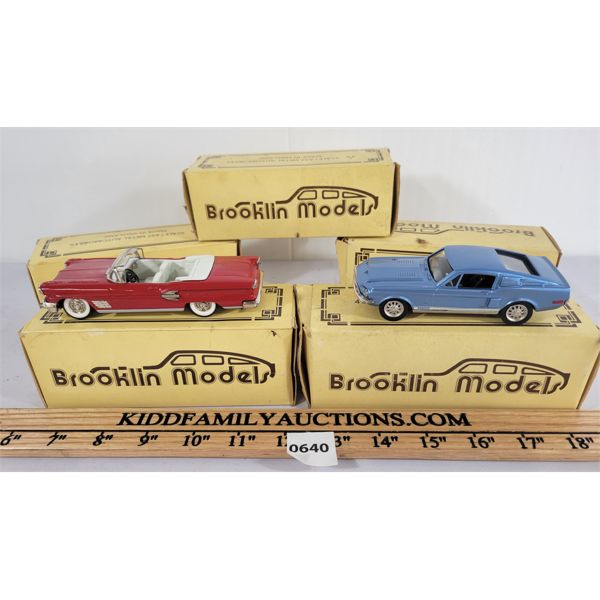 LOT OF 5 - BROOKLIN MODELS AUTOMOBILES - INCL PONTIAC BONNEVILLE & SHELBY MUSTANG ETC - 1:43 SCALE