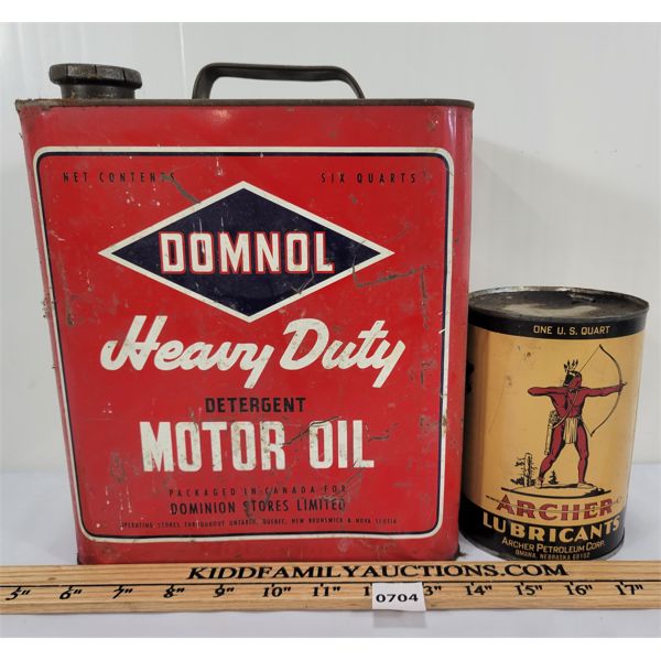 LOT OF 2 ARCHER 1 QT LUBRICANT DOMNOL 6 QT HEAVY DUTY MOTOR OIL lot-of-2-archer-1-qt-lubricant-domnol-6-qt-heavy-duty-motor-oil