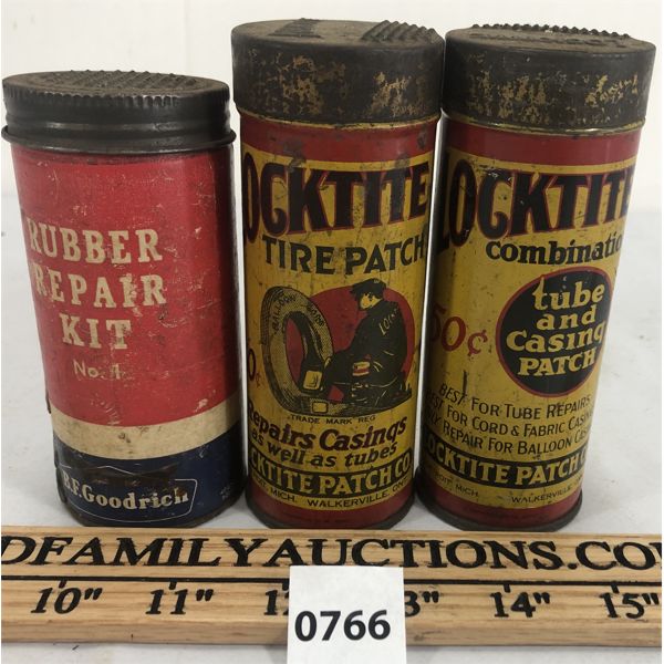 LOT OF 3 - B.F. GOODRICH AND LOCKTITE TIRE REPAIR KITS 