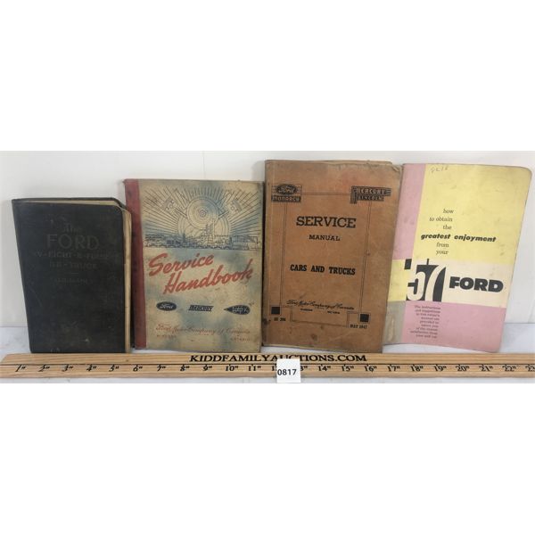 LOT OF 4 - FORD SERVICE BOOKS - INCL 1932, '40, '47 AND '57 