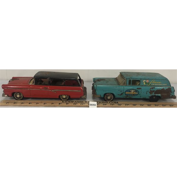 LOT OF 2 - BANDAI TIN FRICTION FORD WAGONS