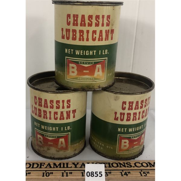 LOT OF 3 - B-A BOWTIE 1LB CHASIS LUBRICANT CANS