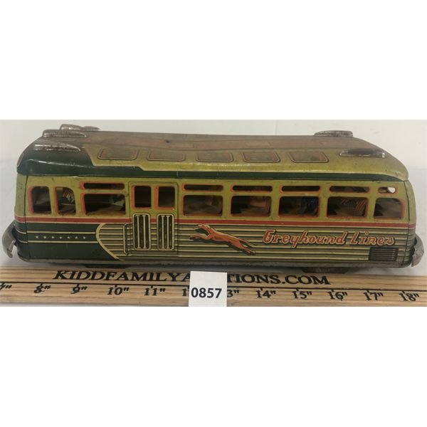 RED RIBBON GREYHOUND LINES TIN FRICTION BUS