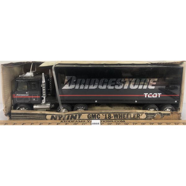 NYLINT TOYS PRESSED STEEL BRIDGESTONE GMC 18 WHEELER W/ BOX