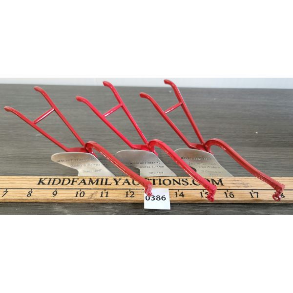 LOT OF 3 - MASSEY-FERGUSON DIE CAST MINIATURE PLOWS