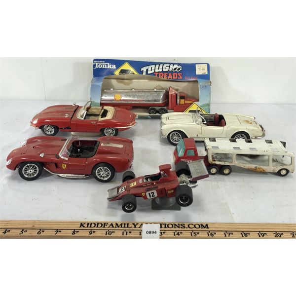 LOT OF 6 - COLLECTORS CARS - INCL TONKA PRESSED STEEL CAR CARRIER