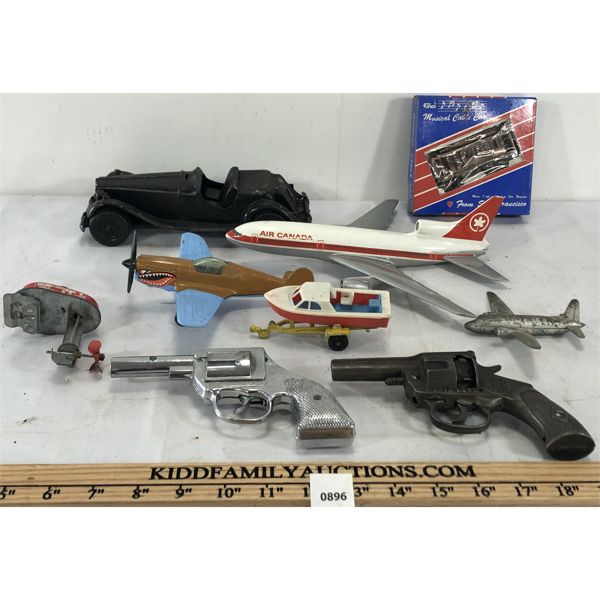 JOB LOT - HUBLEY CAR, TOOTSIETOY AIRPLANE, WIND-UP TIN MOTOR ETC.