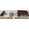 Image 1 : LOT OF 3 - PRESSED STEEL AND CAST FARM IMPLEMENTS - INCL LINCOLN COCKSHUTT WAGON