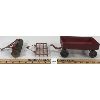 Image 2 : LOT OF 3 - PRESSED STEEL AND CAST FARM IMPLEMENTS - INCL LINCOLN COCKSHUTT WAGON