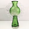 Image 1 : Vintage USSR Handblown Glass Green Vase 11.5"