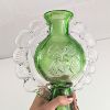 Image 5 : Vintage USSR Handblown Glass Green Vase 11.5"