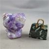 Image 1 : Hello Kitty Amethyst Crystal Statue & Green Jasper Stone Purse