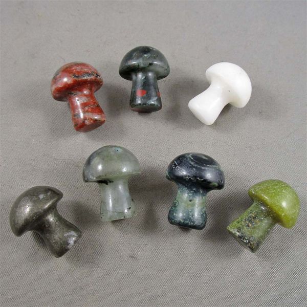 Set of 7 Gemstone Mushrooms