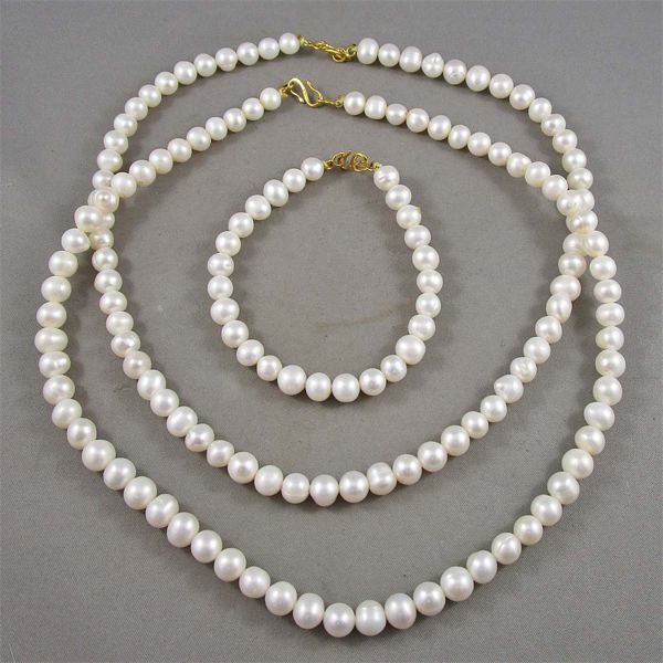 Set of 3 Cultured Pearl Jewelry with 22K Gold Clasps