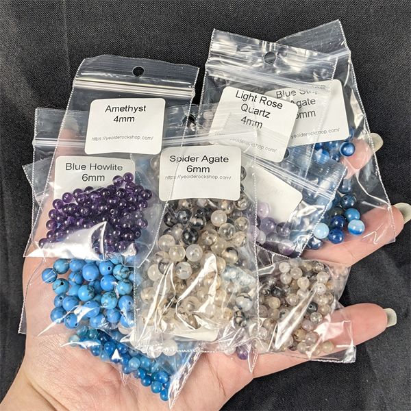 Mixed Lot of Gemstone Beads - 4 & 6mm