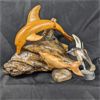 Image 1 : Set of 3 Dolphin Statues - Wood & Horn