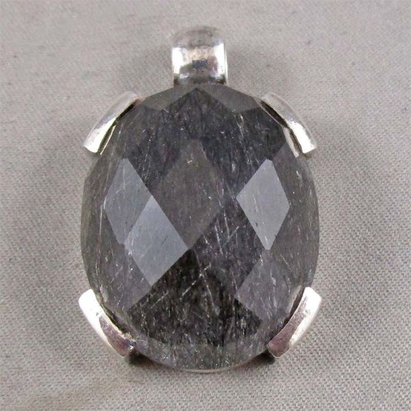 Black Tourmaline Rutile Quartz Pendant - Sterling Silver