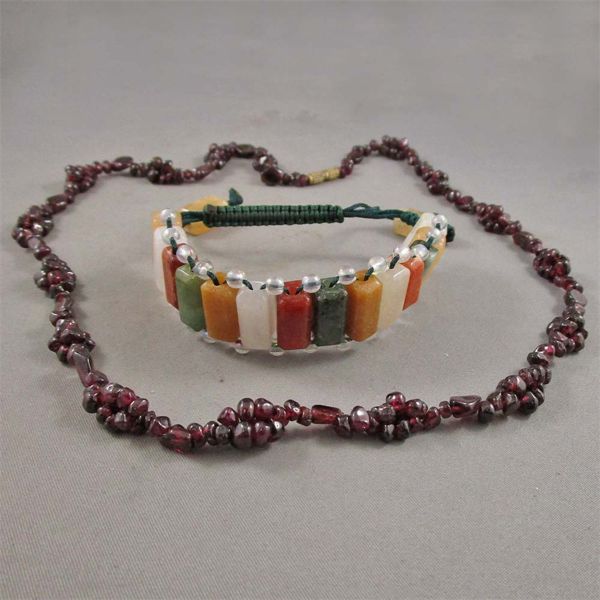 Vintage Garnet Necklace and Gemstone Bracelet