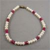 Image 4 : Authentic Ruby & Freshwater Pearl Necklace and Bracelet Set