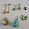 Image 1 : Set of 6 Gemstone Jewelry - Malachite, Jade, Tiger Eye, Garnet & Unakite