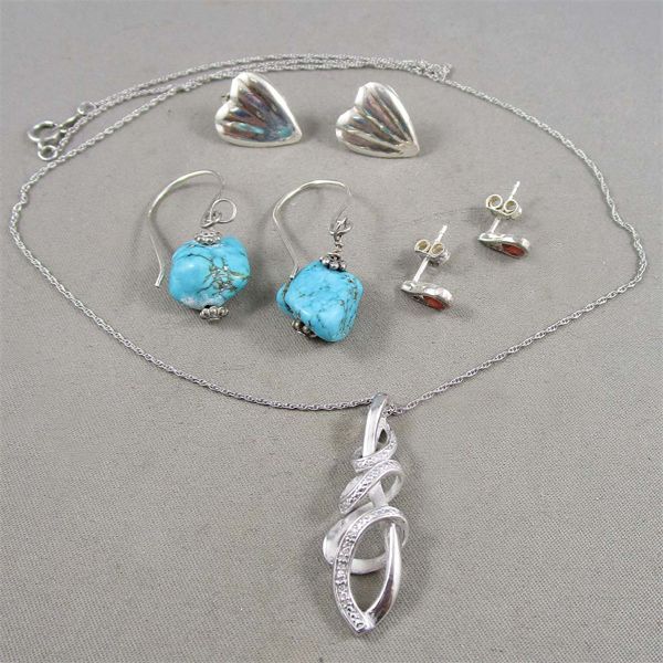 Set of 4 Sterling Silver 925 Jewelry 