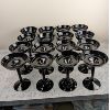 Image 1 : Set of 16 Large Black Glass Candle Holders 7" Tall