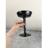 Image 3 : Set of 16 Large Black Glass Candle Holders 7" Tall