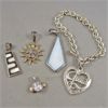 Image 1 : Set of 4 Sterling Silver Pendants and a Guess Heart Bracelet