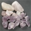 Image 2 : Lot of Polished Light Rose Quartz Crystals & Raw Amethyst Points 