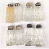 Image 1 : Lot of 4 Sets of Sterling Silver Top Crystal Salt & Pepper Shakers