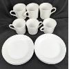 Image 1 : Set of 11 Corelle ELEGANCE Enhancements White Swirl Dessert Plates & 6 Coffee Mugs