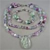 Image 1 : Rainbow Fluorite Crystal Necklace & Bracelet Set