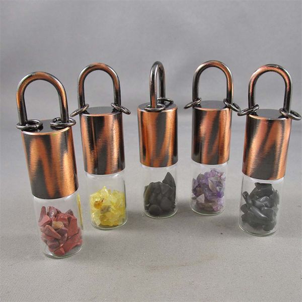 Set of 5 Essential Oil Rollers with Gemstone Chips