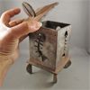 Image 2 : Rustic Steel Hand Fabricated Candle / Incense Holder with Fish Skeleton 