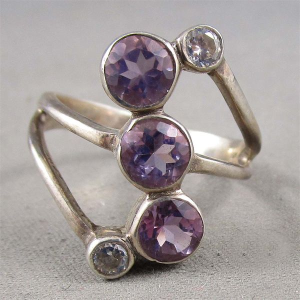 Sterling 925 Ring with "Amethyst" CZ Crystals Size 7