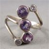 Image 1 : Sterling 925 Ring with "Amethyst" CZ Crystals Size 7