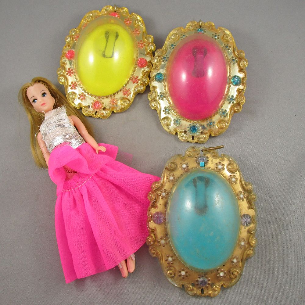 Locket Kiddles Set of 3 Lucky Locket Kiddles 1960 & Topper Dawn Doll 1970